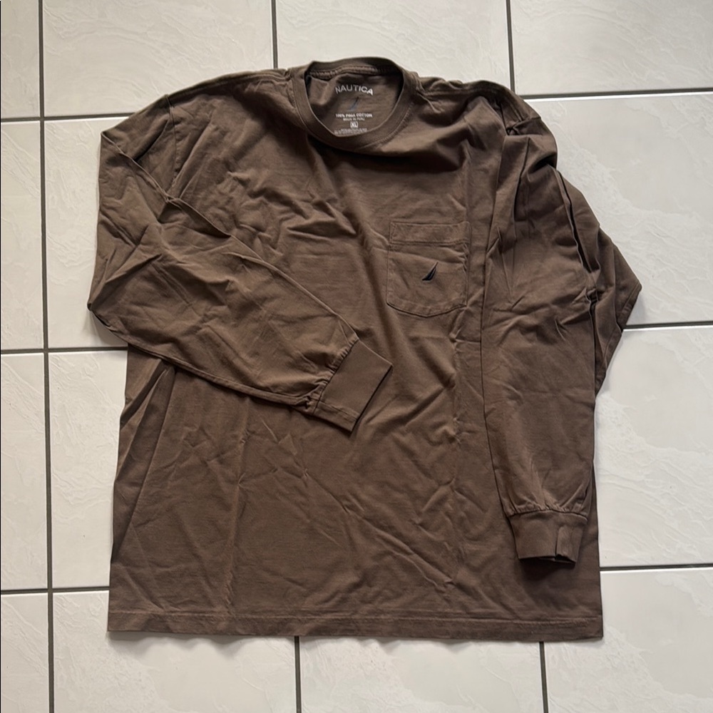 Nautica Men's Chocolate Long Sleeve Tee